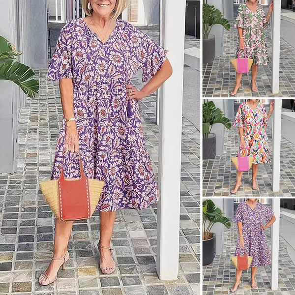 Rochie midi florală vaporoasă de zi